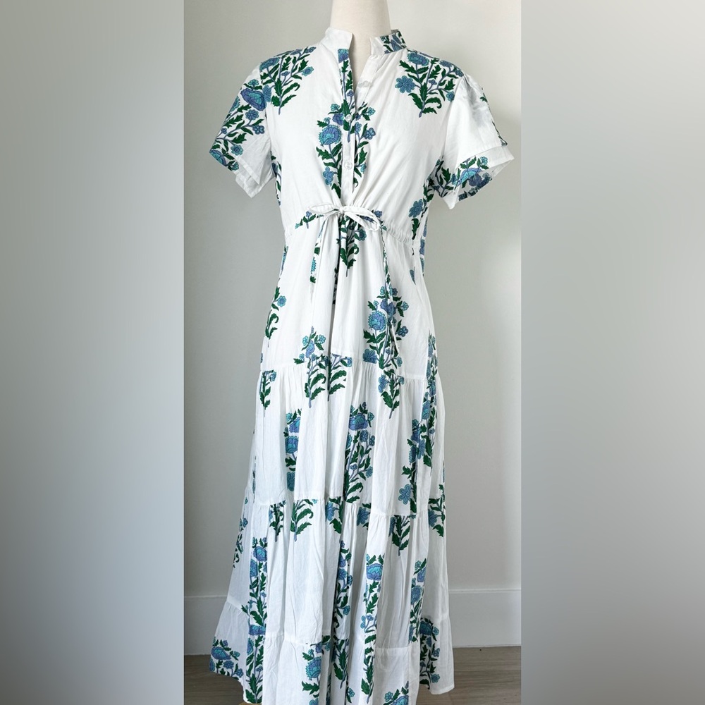 VICTORIA DUNN Floral Printed Flutter Dress Short Sleeve Tie Lined Sz Small